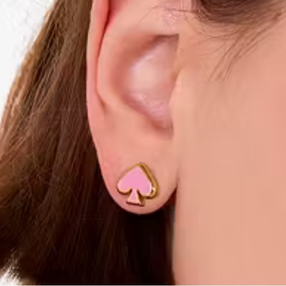 KATE SPADE NWT Everyday Spade Pink Enamel Studs - Picture 4 of 4